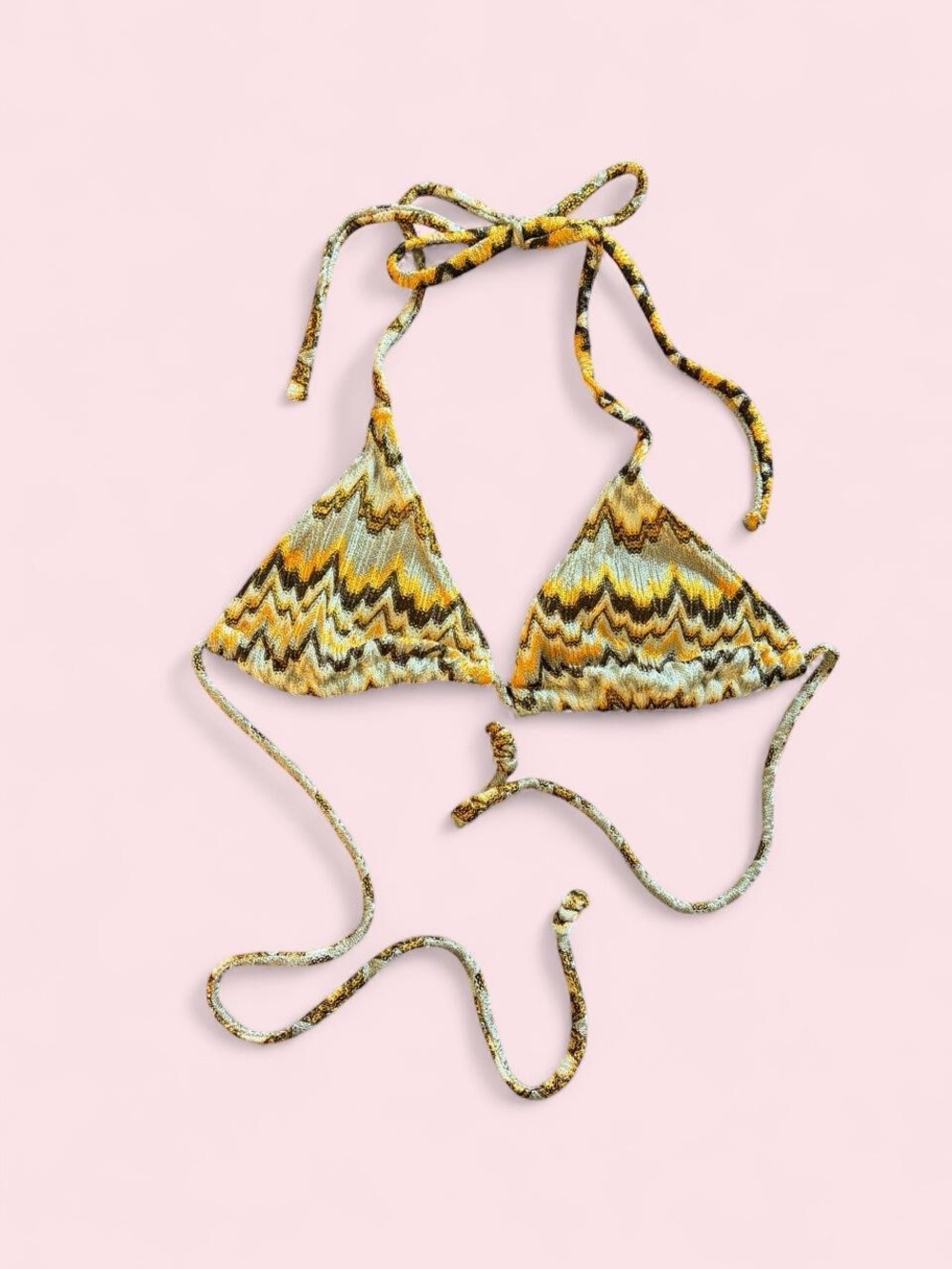 Orange and black boho Triangle Bikini Top - Women Accessories